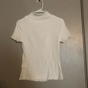 Lettuce rimmed ribbed white t shirt